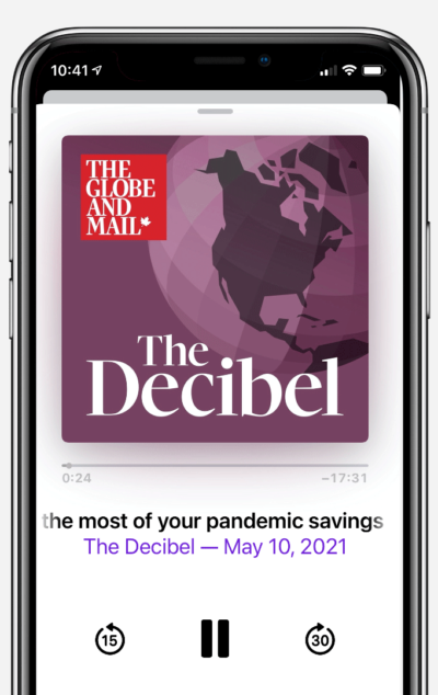The Decibel podcast on mobile device
